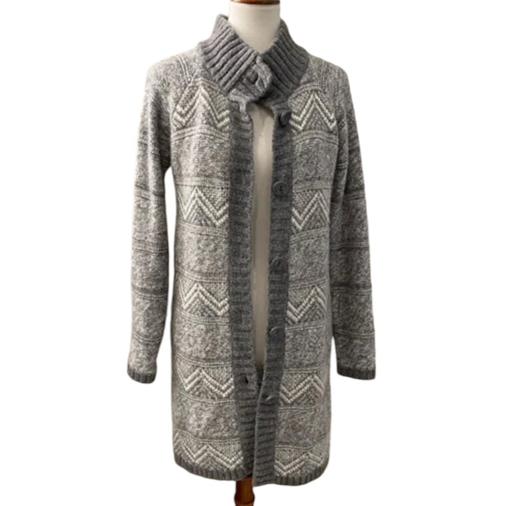 Maryline Italian Gray Knit Long Button Down Sweater